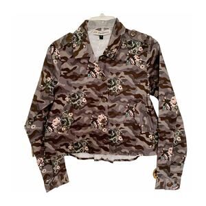 Montana Clothing Co Flora Camo Cropped Shirt Jacket Small